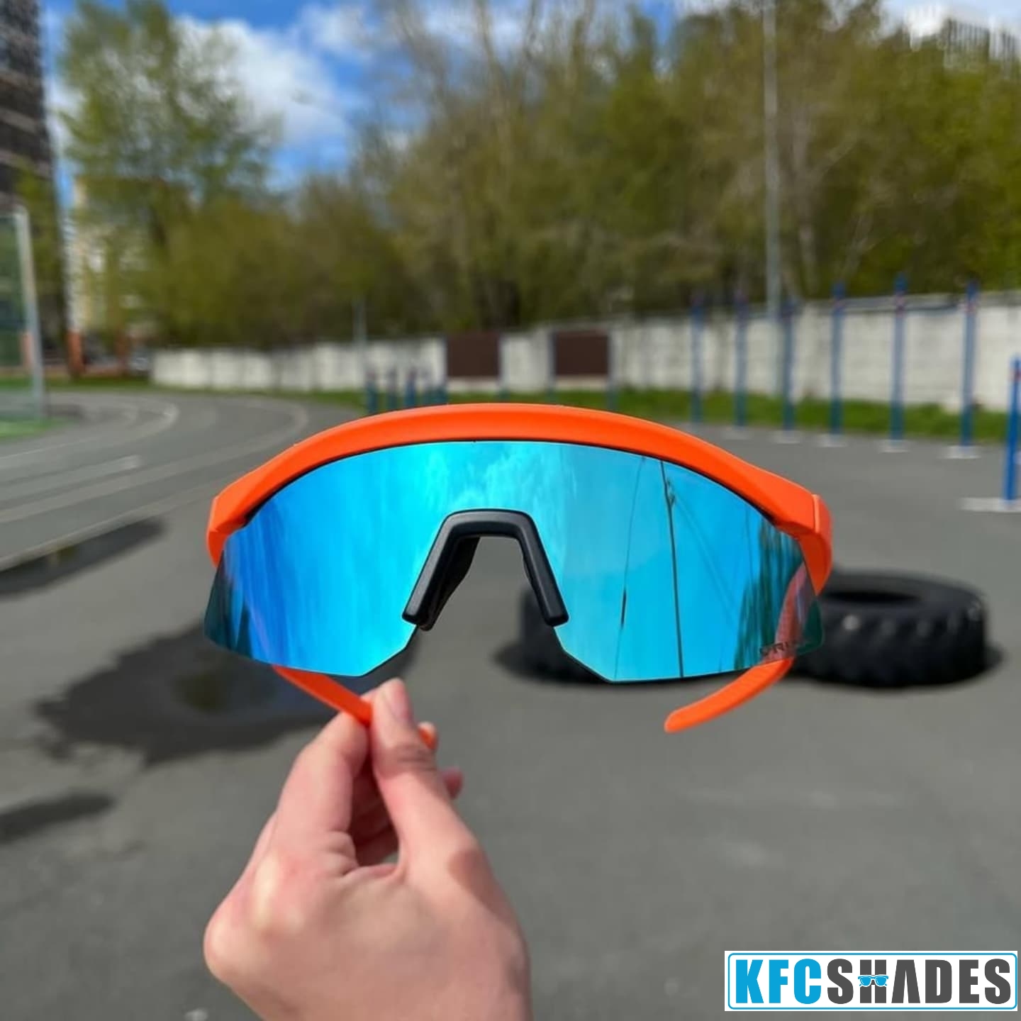 Most Awaited Sports Orange Ice Blue Mirror Prizm UV-400 Sunglasses