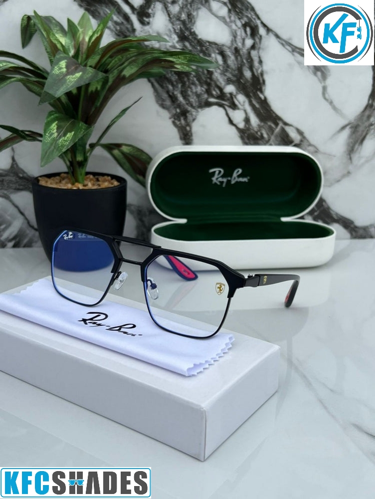 RB #4 METAL BLACK BLUE CUT UV-400 SUNGLASSES