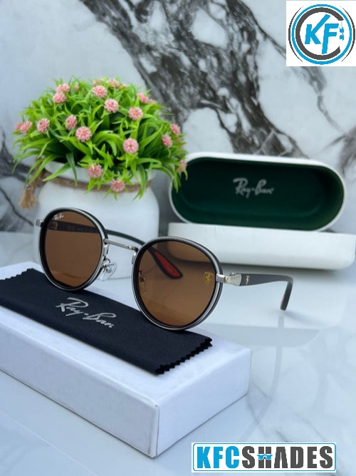 RB #2 METAL SILVER BROWN UV-400 SUNGLASSES