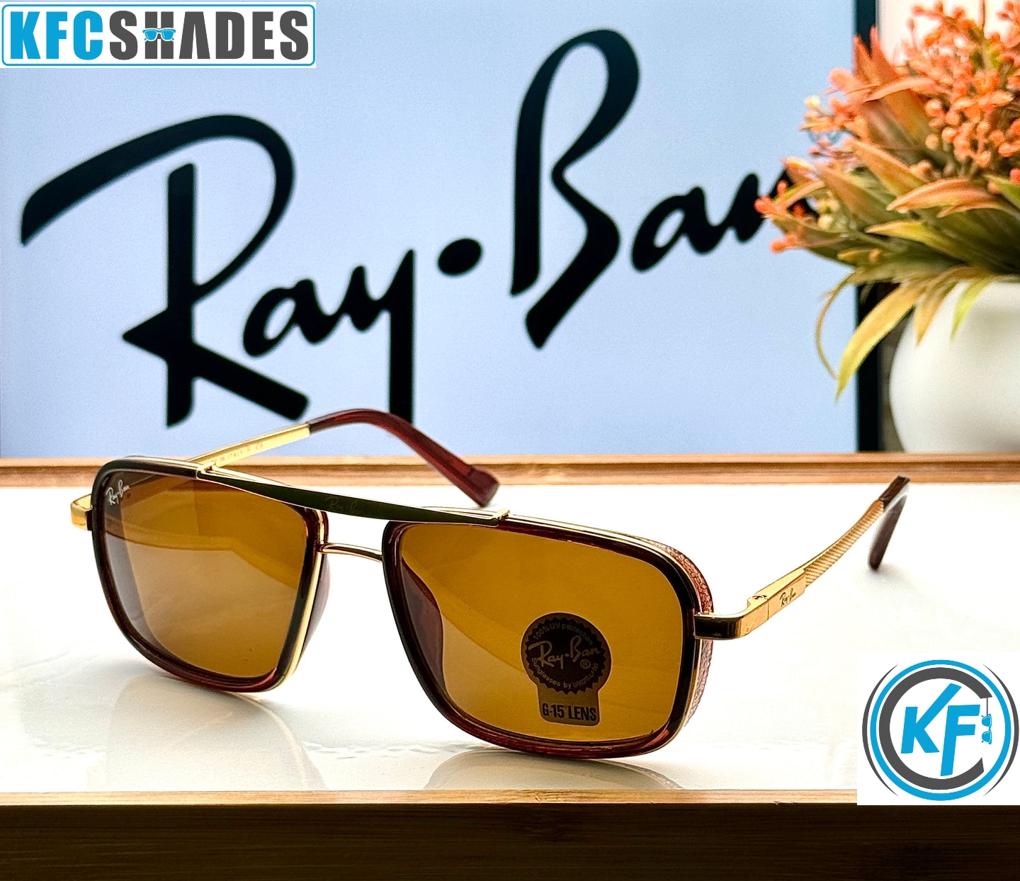RB 4413 GOLD BROWN GLASS LENS