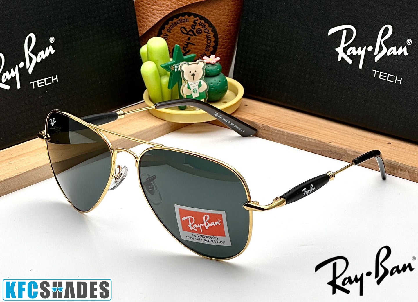 RB 3517 GOLD BLACK UV-400 SUNGLASSES
