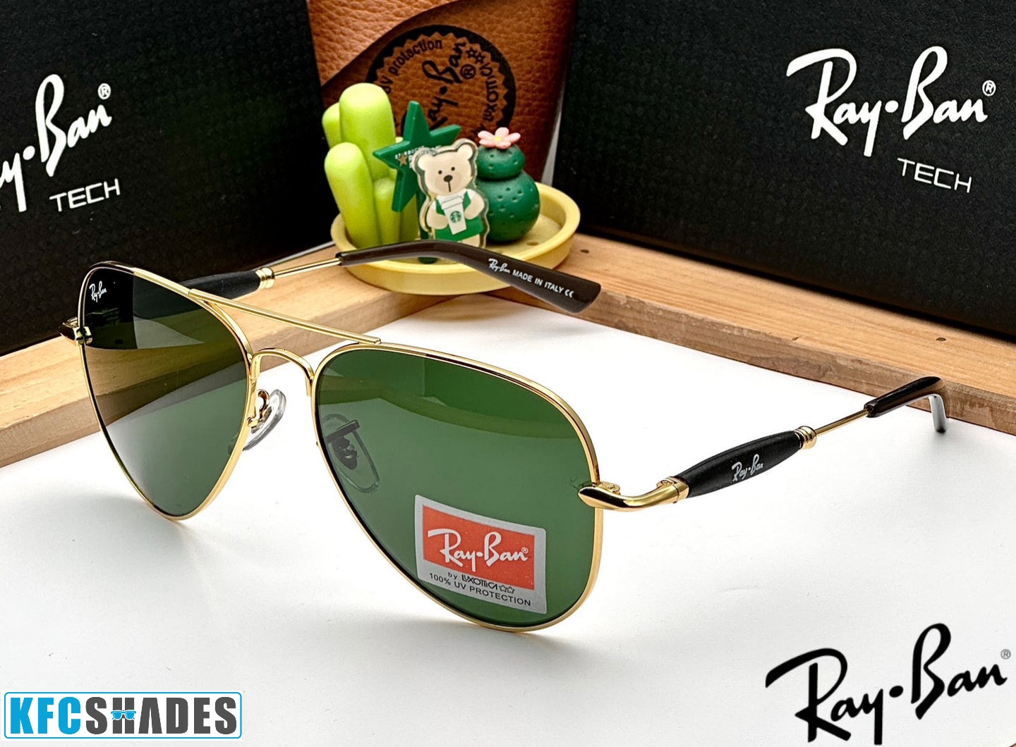RB 3517 GOLD GREEN UV-400 SUNGLASSES
