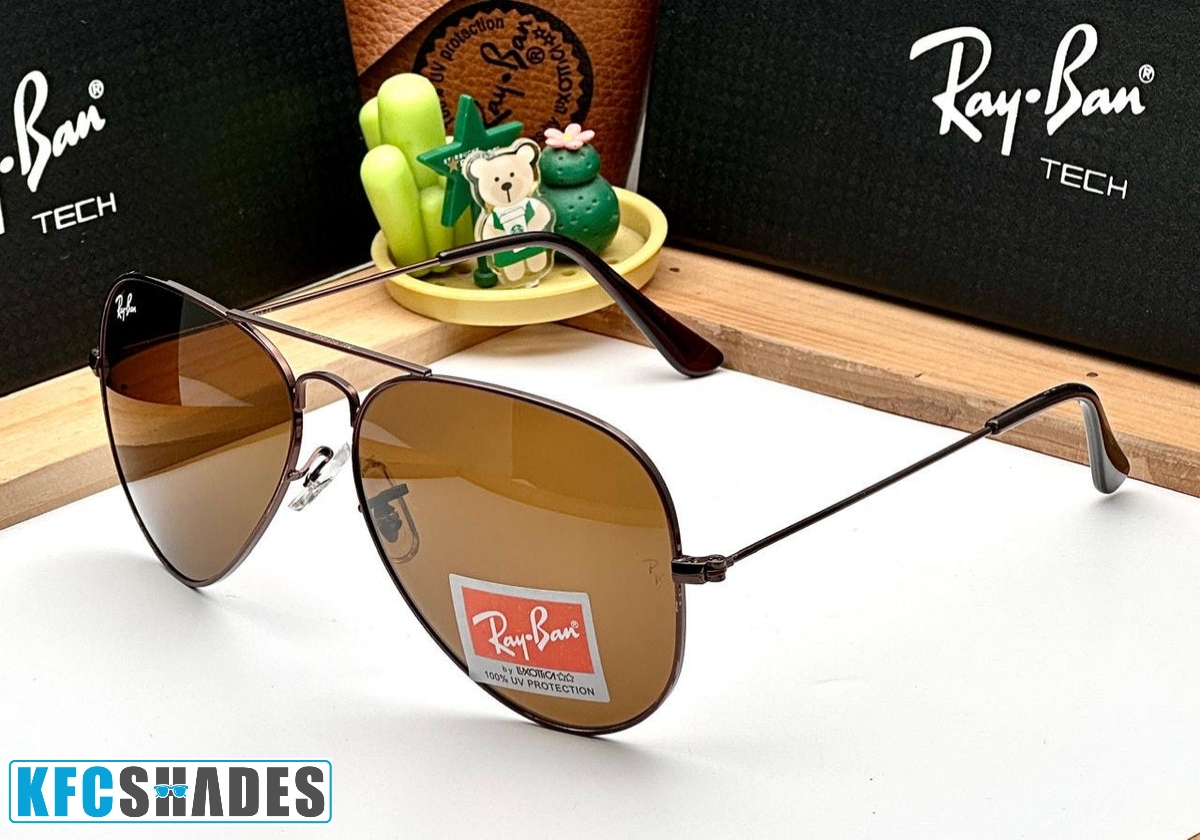 RB Aviator Classic Brown Brown UV-400 Sunglasses