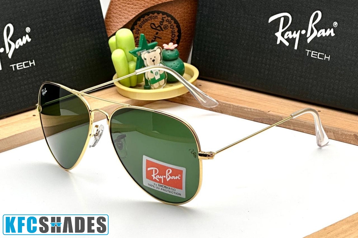 RB Aviator Classic Gold G-15 UV-400 Sunglasses