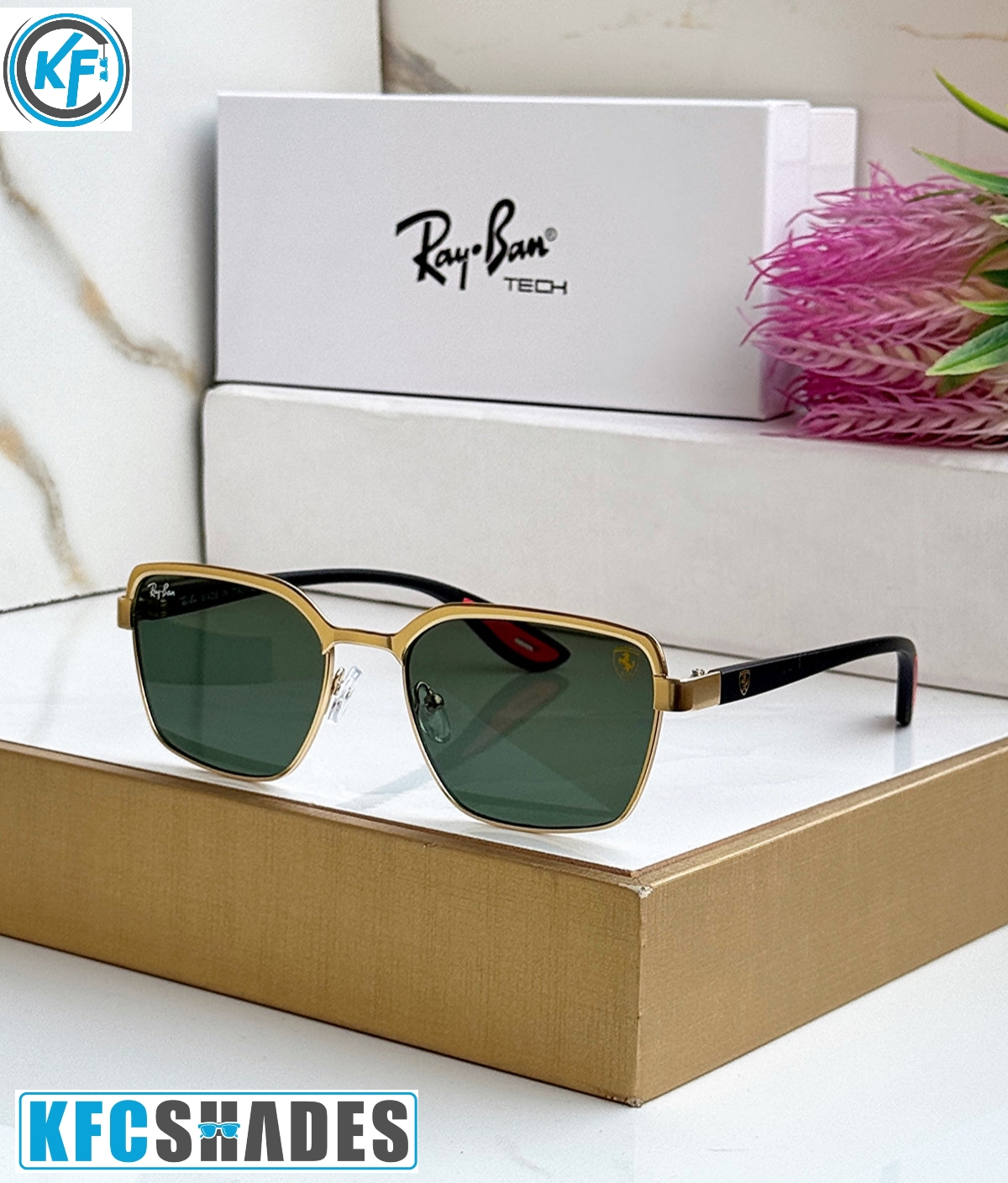RB #7 METAL GOLD GREEN UV-400 SUNGLASSES kooda koon - KFC Shades